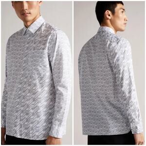 Ted Baker Retrow Long Sleeve Multi Scale Geo Print Shirt Men's Size 5 NWT